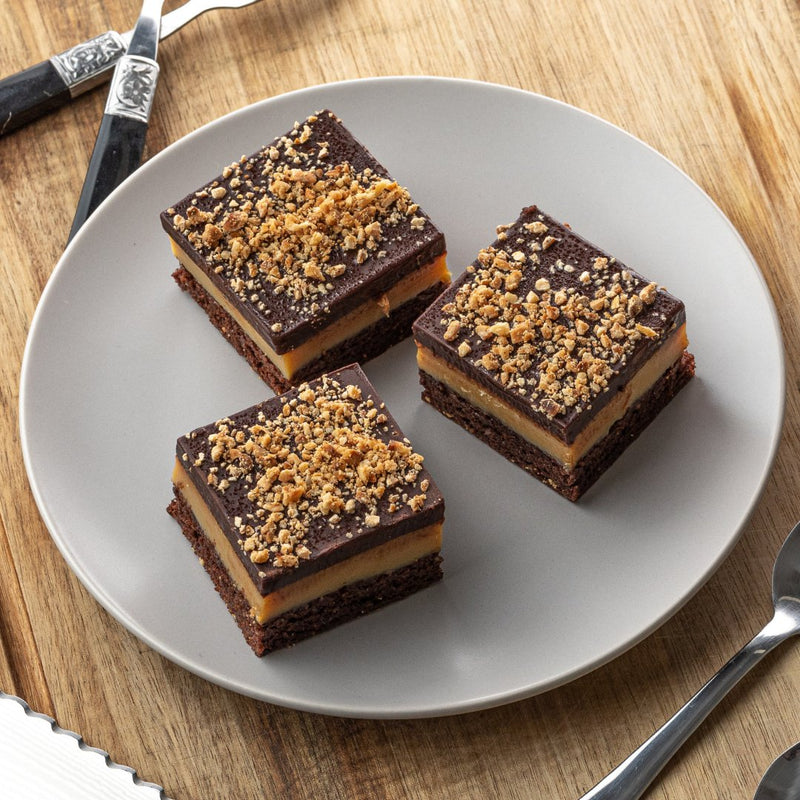 Choc, Salted Caramel & Hazelnut Slice - Bianco Pantry